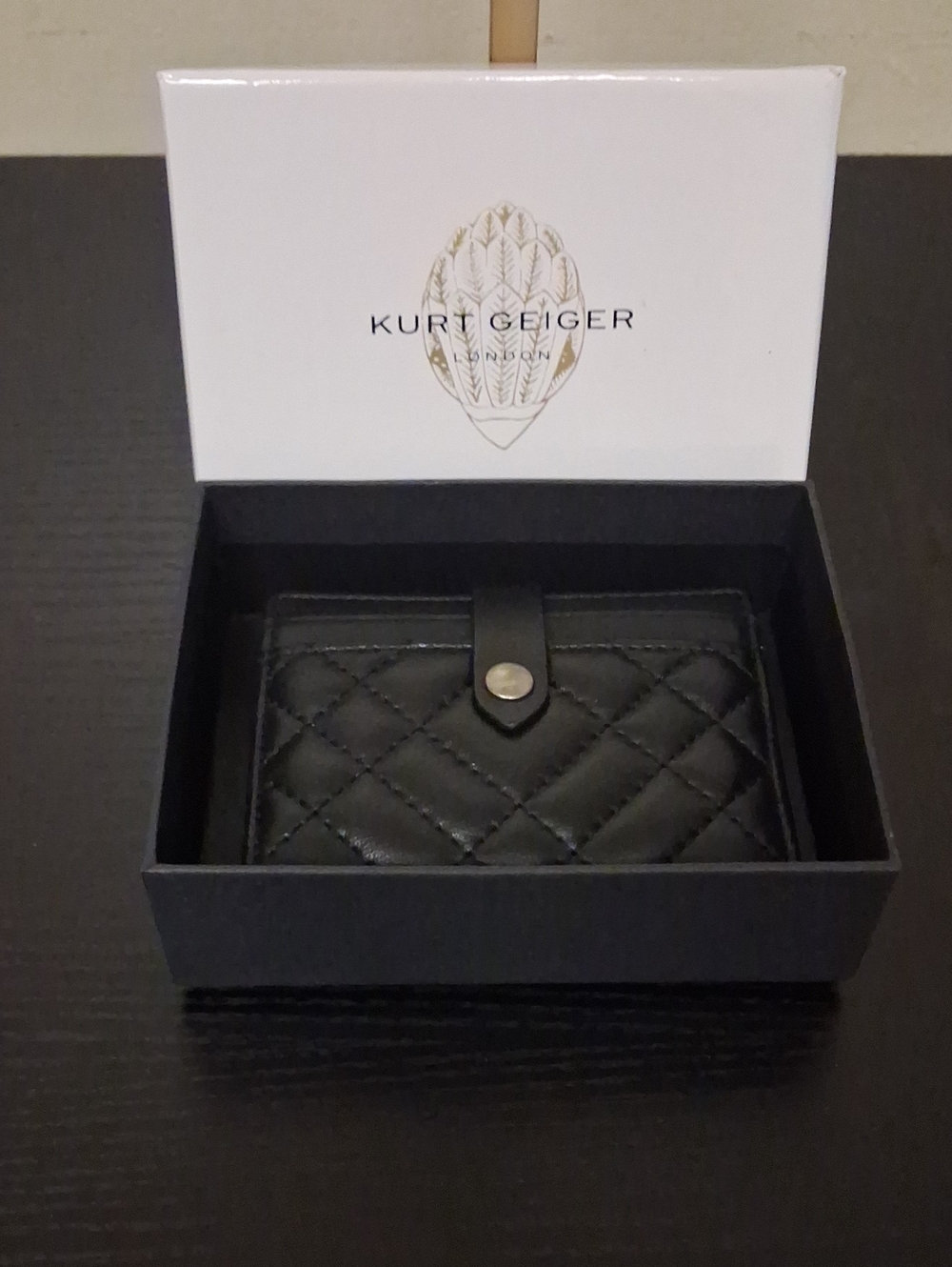 Kurt Geiger Black Quilted Snap Card Wallet